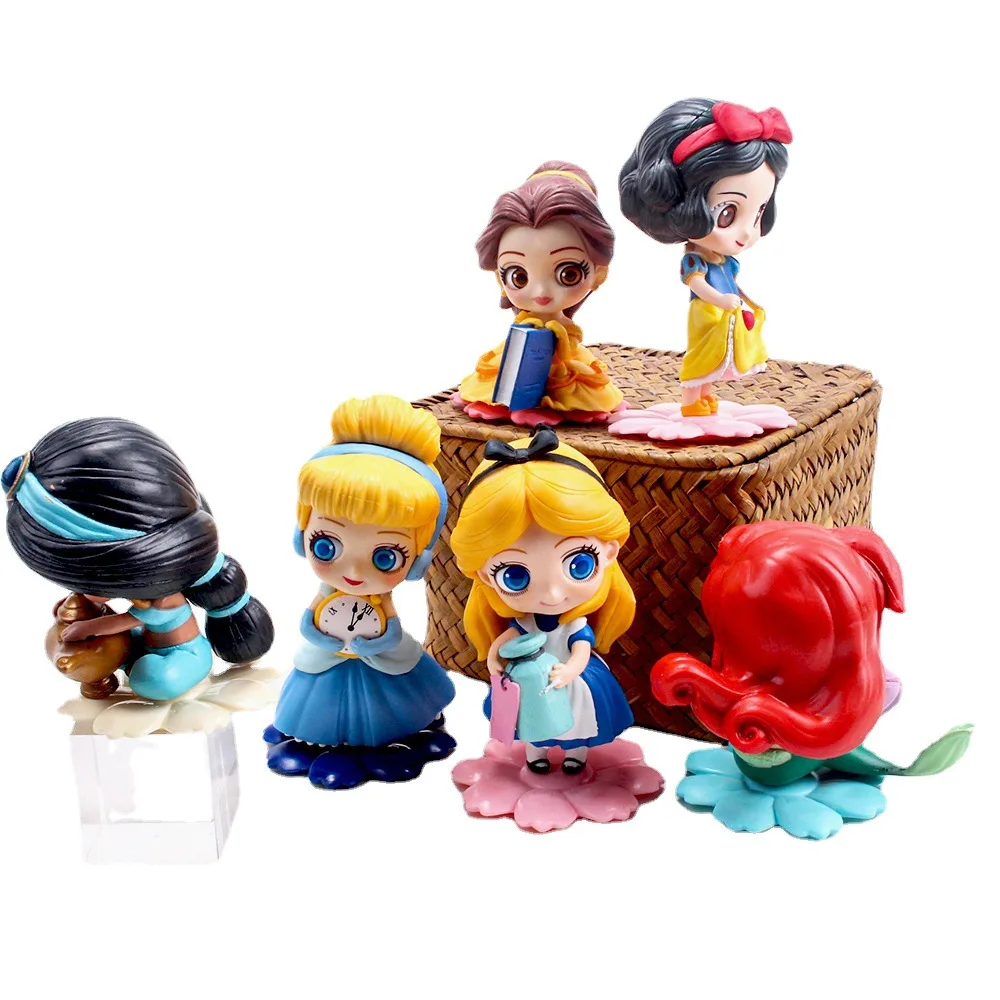 Disney Princess Alice Snow White Ariel Jasmine Cinderella Belle Charm Collectible Toy Model Cake Decor Girl Valentine's Day Gift