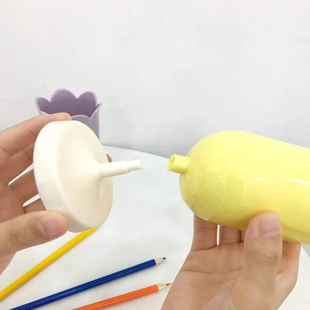 صندوق تخزين على شكل بتلة بلاستيكية، حامل قلم أصفر، منظم سطح المكتب لفرشاة مكياج المكتب والمنزل والمكتب