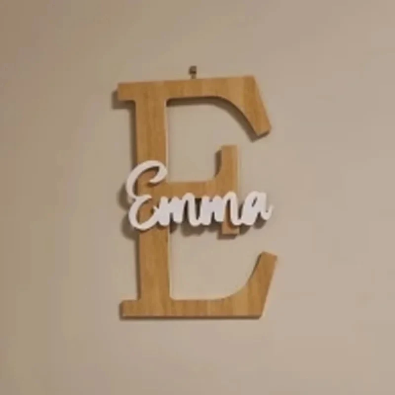 Wooden Initial Letter Name Plaque, Personalized Custom Wall Hanging Decor
