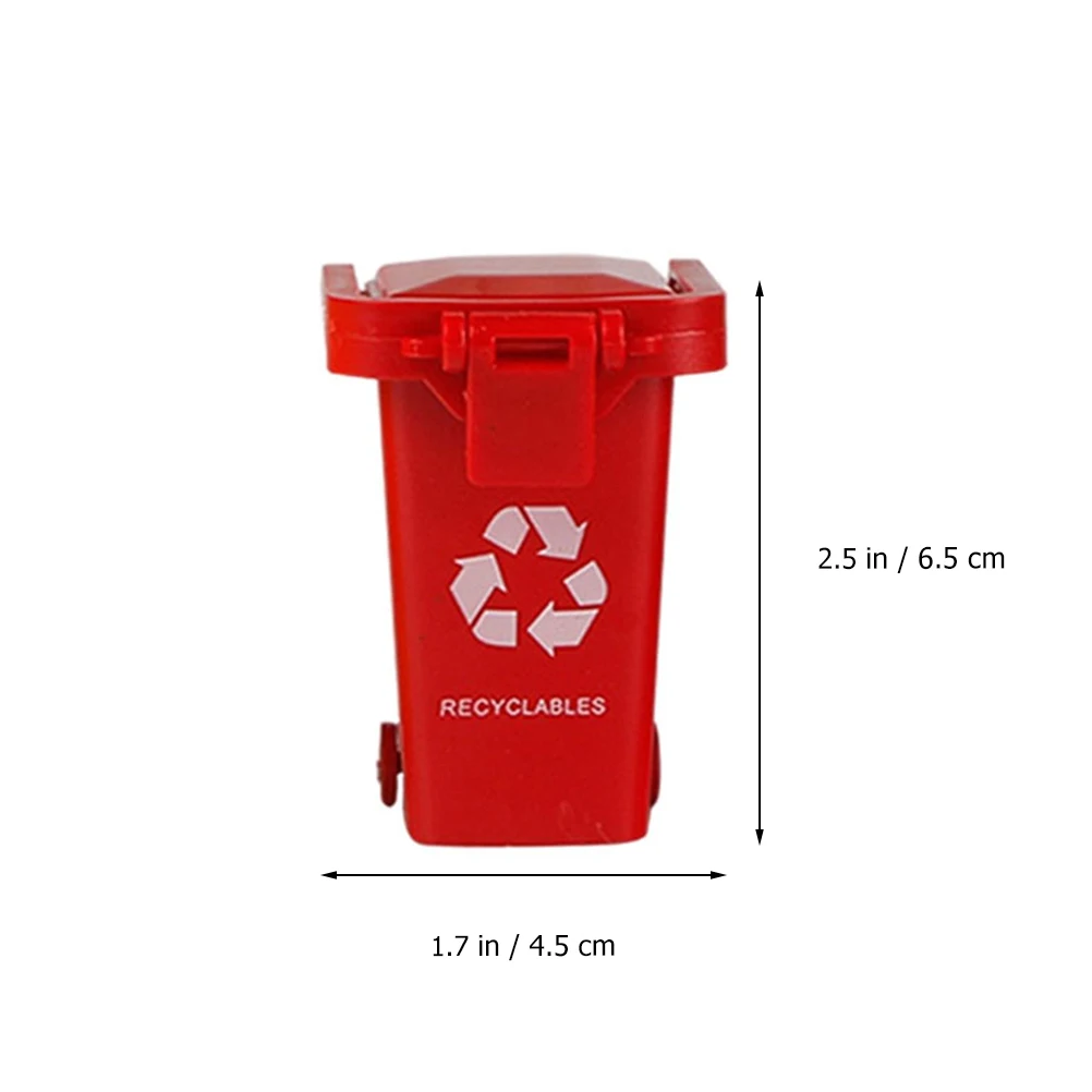 

8 Pcs Mini Trash Flip Lid Sliding Function 4 Color Plastic Kids Garbage Bins Set Small Waste Bins Toys Children Play
