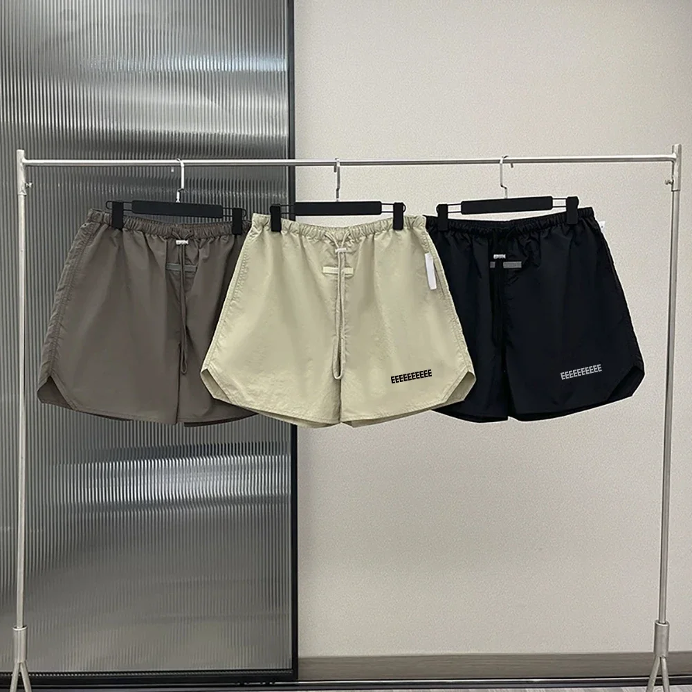 

Новые роскошные мужские нейлоновые повседневные шорты, два ряда, светоотражающие буквы, логотип, дизайнерские брендовые тканые шорты