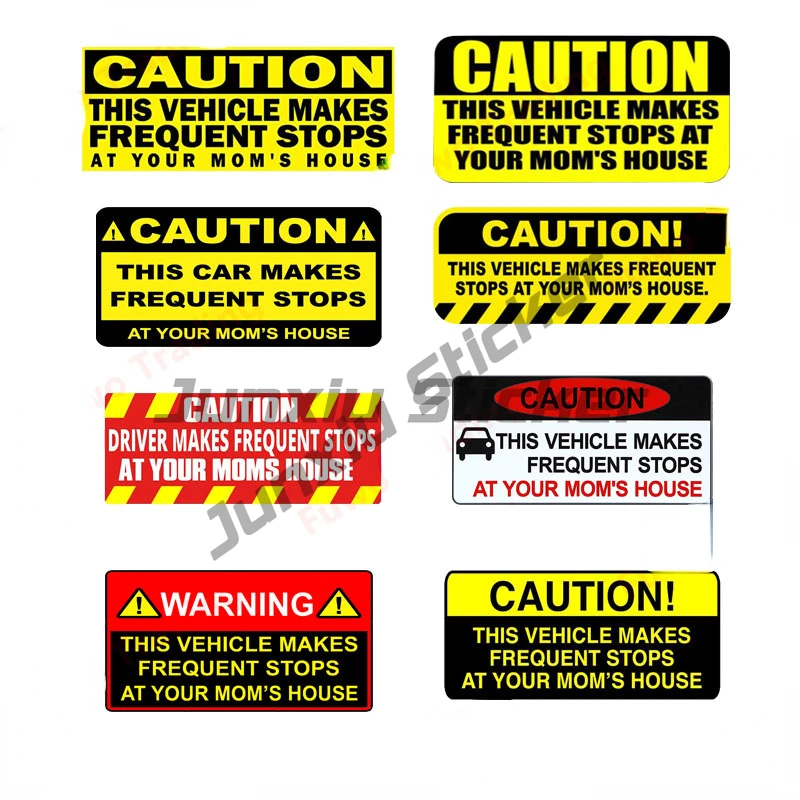 Caution Car Sticker for This Vehicle Makes Frequent Stops At Your Moms House Spoof Vinyl Decal Waterproof Decor PVC