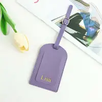 Customized Letters Smooth PU Leather Classic Ultra-Thin Travel Aviation Luggage Tag Signature Luggage Label 5