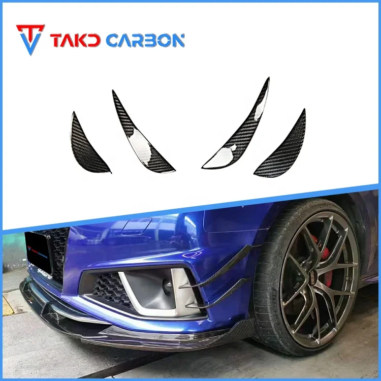 

TAKD Carbon Perfect Fitment OEM Customized Dry Carbon Fiber Bumper Canards for AUDI A4 S4 B9 2017-2019