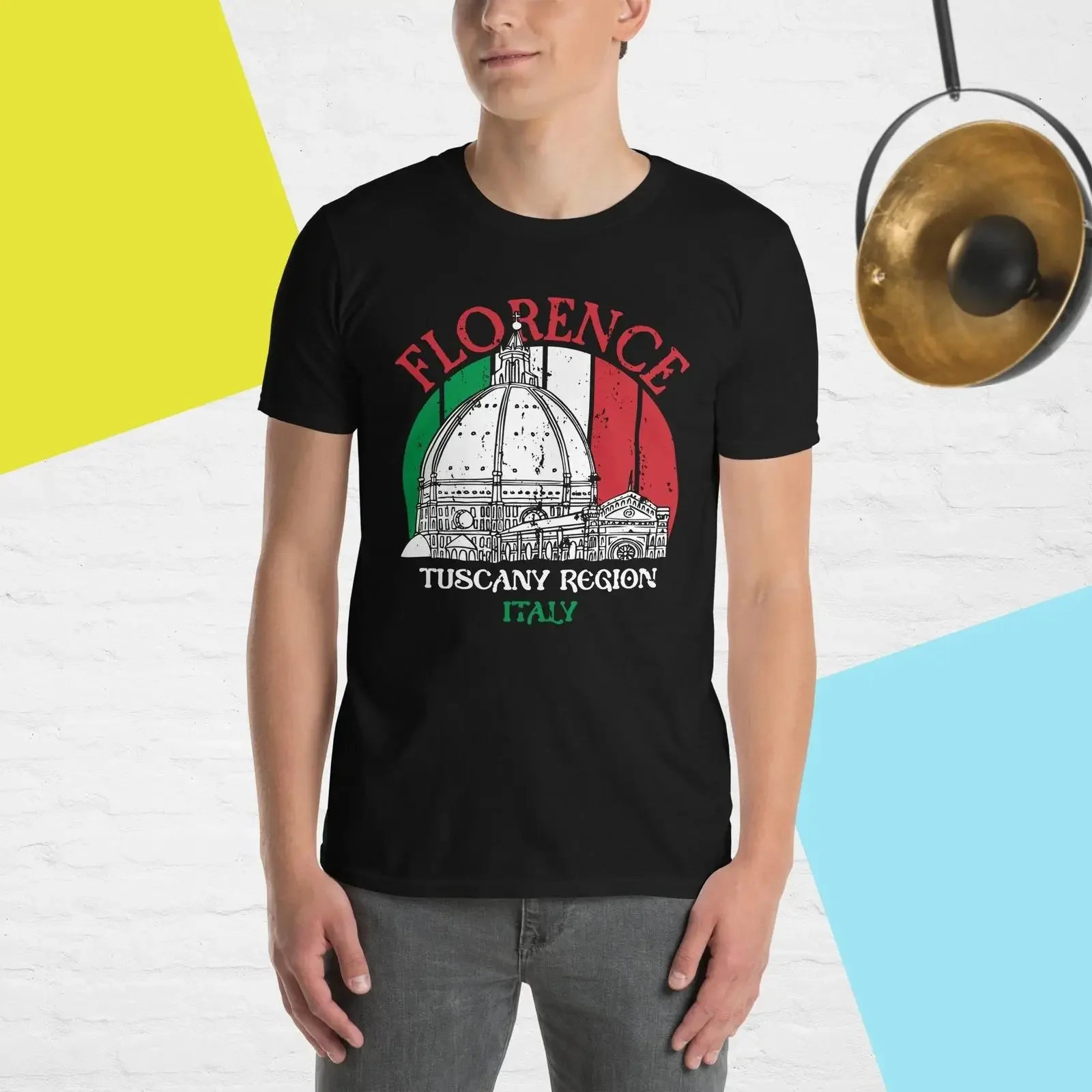 Love Florence Cathedral Tuscany Italy Flag  T Shirt vintage Washed Soft designer clothes Versatile streetwear Unisex fashion