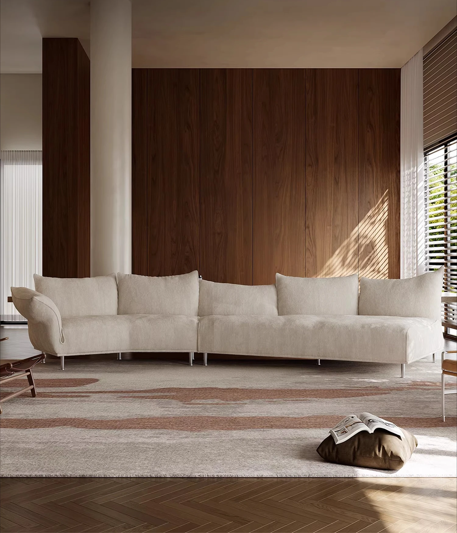 Italian high-footed petal sofa cream style Internet celebrity special-shaped corner sofa minimalist designer fabric sofa new