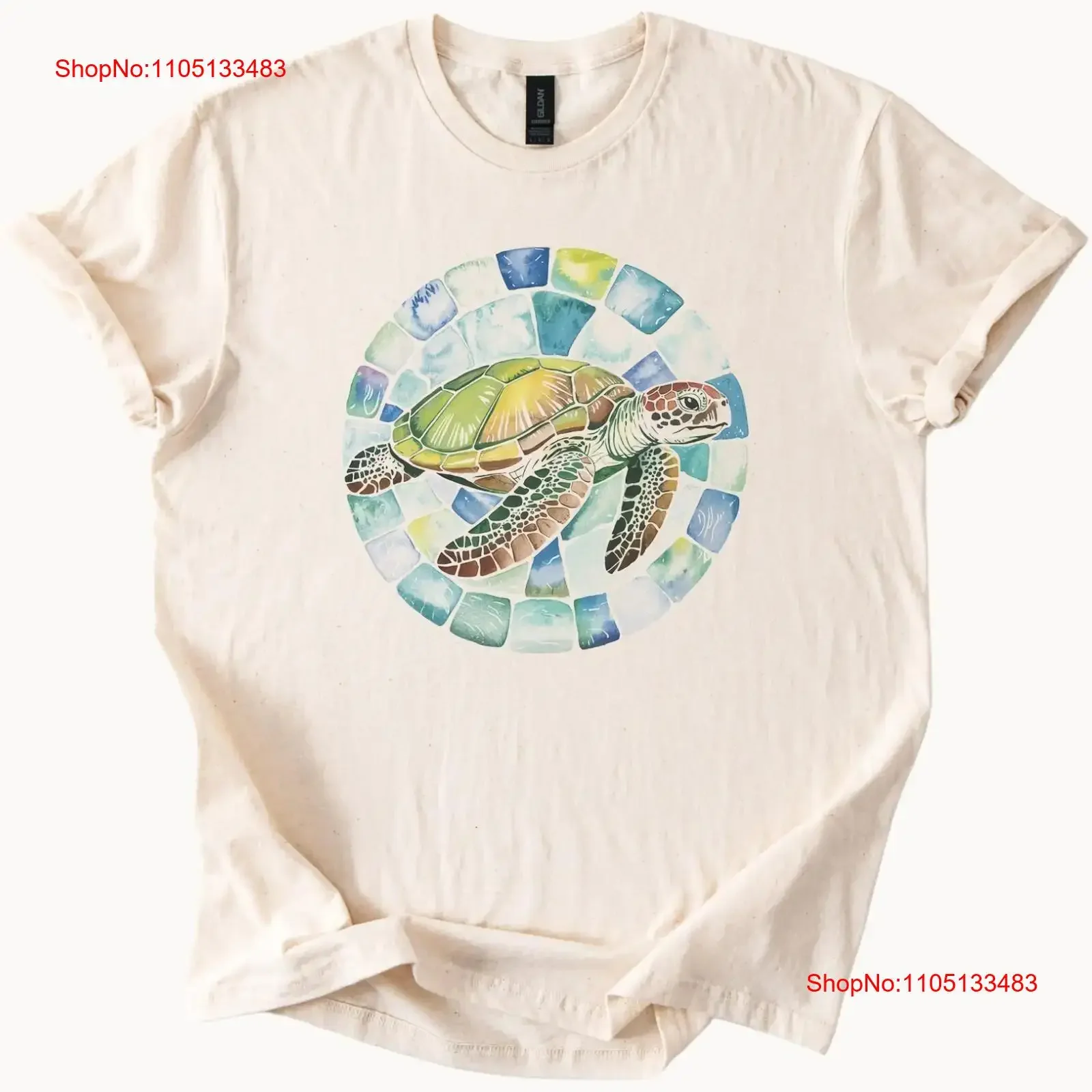 

Sea Turtle Mosaic T Shirt Ocean Lover vintage Washed Comfortable Breathable Versatile Soft Slightly Unisex homme Stylish
