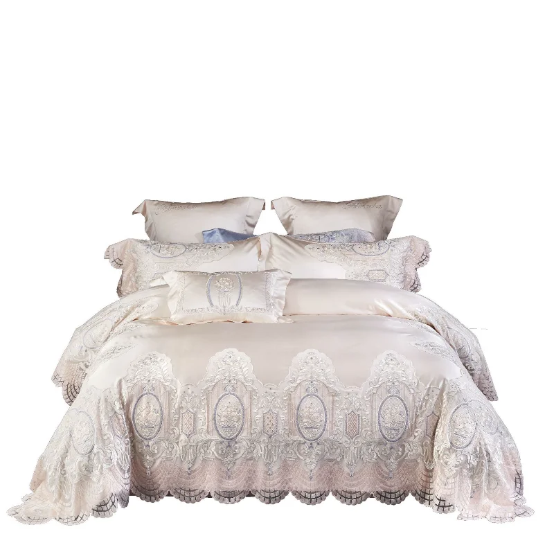 High-end 80 long-staple cotton satin silk cotton imitation silk four-piece set