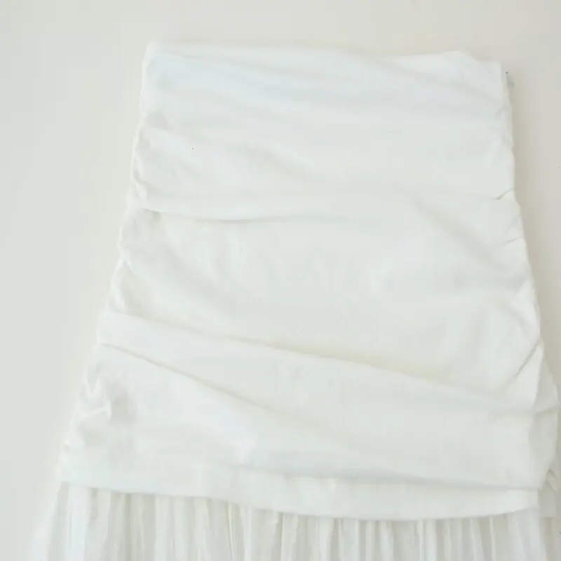 กระโปรงทรงเอ midi ผู้หญิง รุ่นใหม่ประจำฤดูร้อนปี 2025 ตกแต่งแบบพับต่อผ้า  ทรงเอวกลาง ยาวปานกลาง  กระโปรงทรงเอ  ใส่ทำงาน  ทรงหลวม