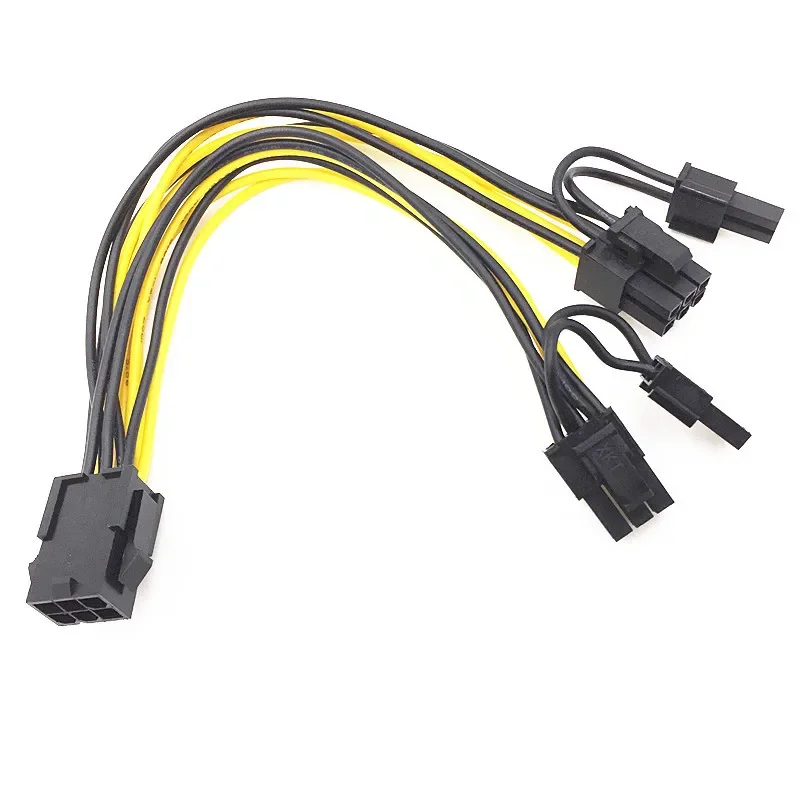 5PCS PCI-E 6-pin To Dual 6+2-pin (6-pin/8-pin) Power Splitter Cable Graphics Card PCIE PCI Express 6Pin To Dual 8Pin Power Cable