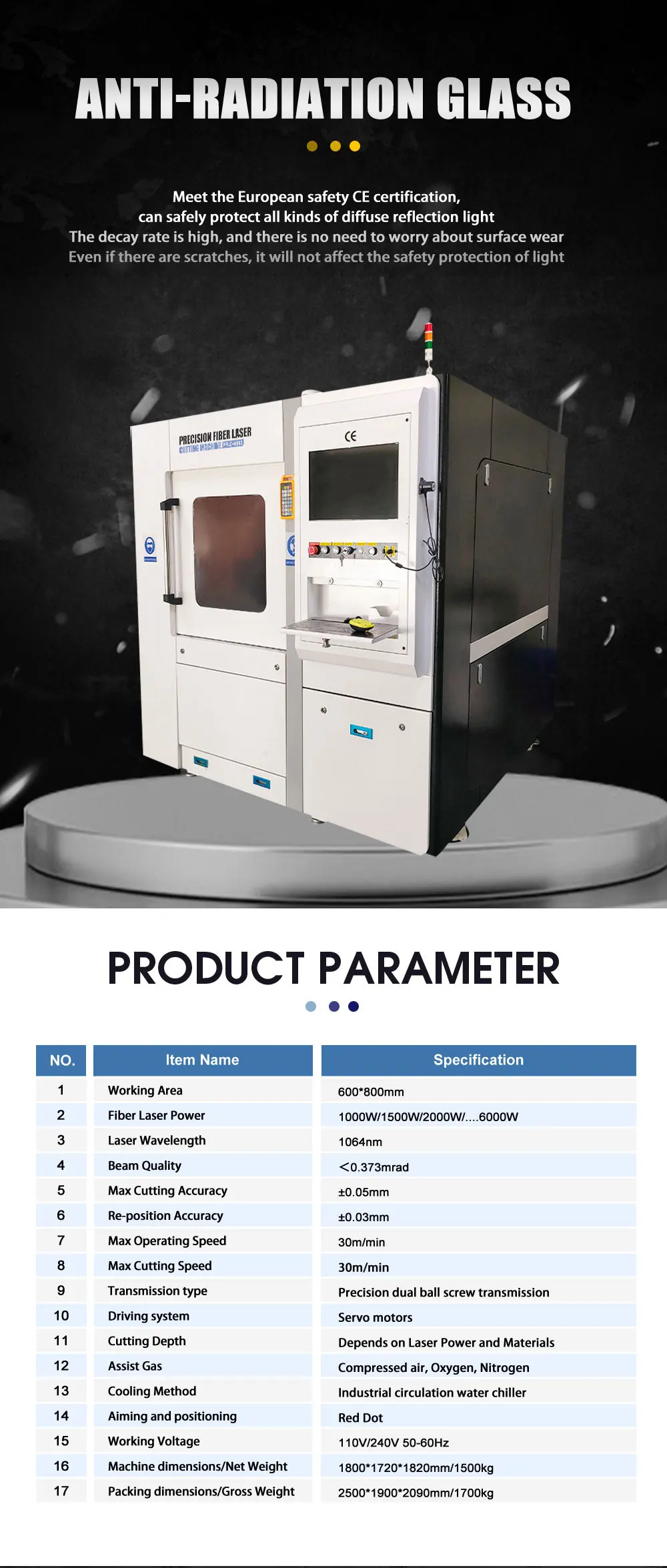 Precision Fiber Laser Cutting Machine 1000W-3000W Fully Enclosed/Auto Focus/High Precision for Ultra Precision Cutting