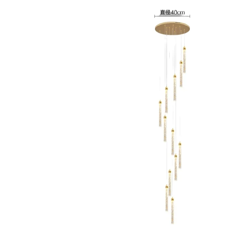 

Duplex floor living room crystal chandelier simple modern loft light luxury smart apartment personalized villa stair chandelier