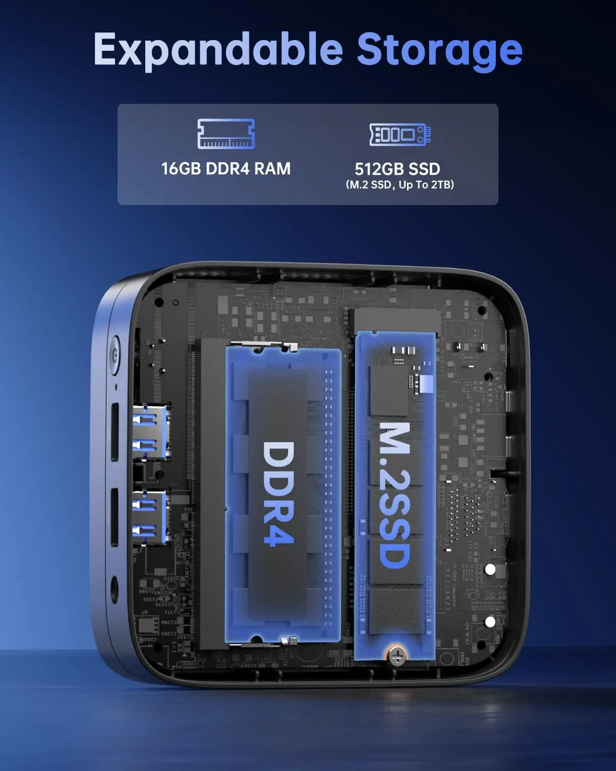 KAMRUI Mini PC Intel N150 16GB DDR4 1TB M.2 SSD Tot 3,6GHz Windows11Pro WIFI6 BT5.2 HDMI + DP 4K Display Mini Desktop Computer