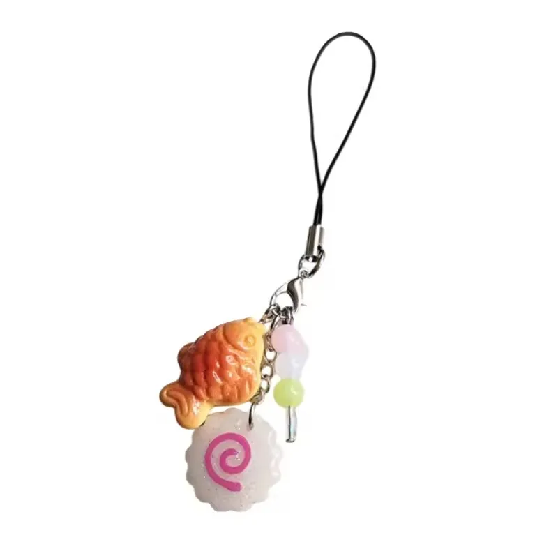 Exquisite Food Taiyaki Narutomaki Fish Cake Beaded Mobile Phone Charm Anti Loss Lanyard Fashion Phone Decoration Short Strap - view 3