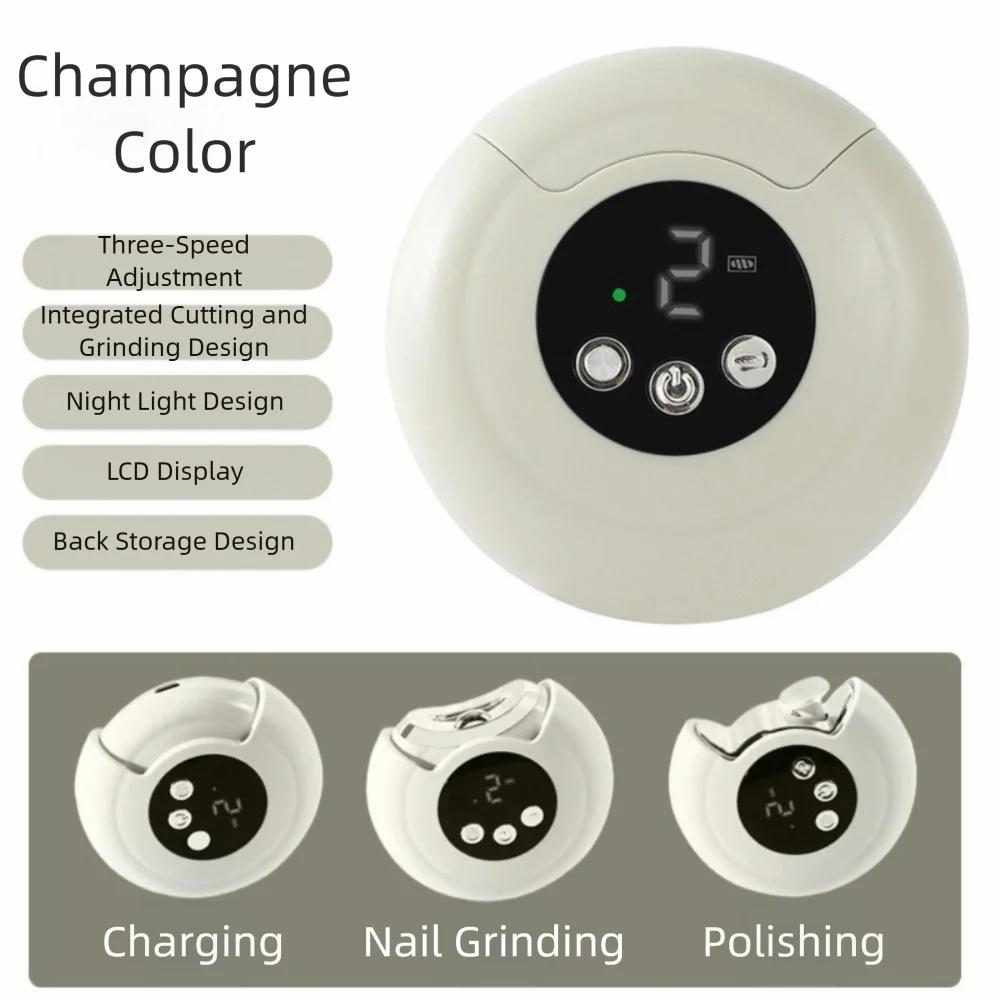 

Portable Design Electric Nail Sharpener Multi-Functional Polishing Feature Automatic Nail Sander Anti-Splash Design Rechargeable