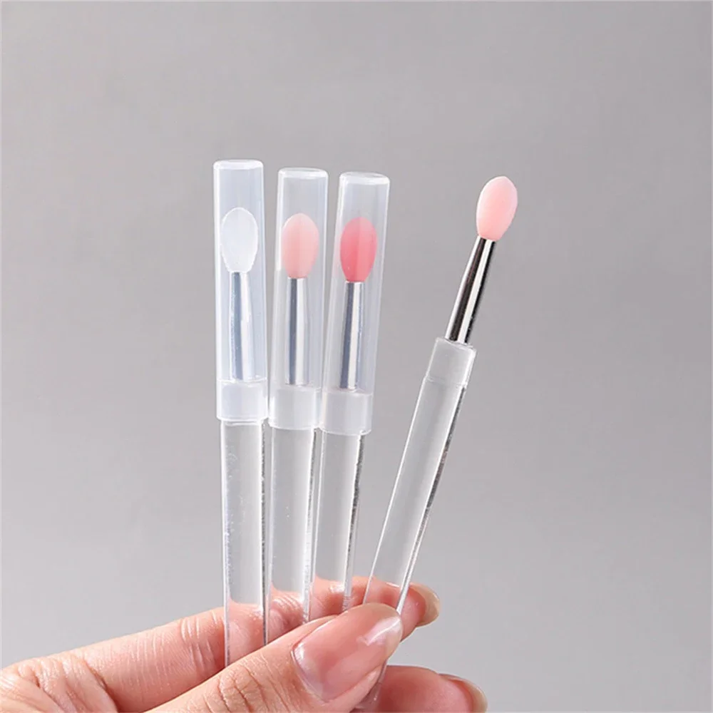 1/3PCS Portable Silicone Lip Brush With Cover Soft Multifunctional Lip Balm Applicator Lipstick Lipgloss Eyeshadow Makeup Brush