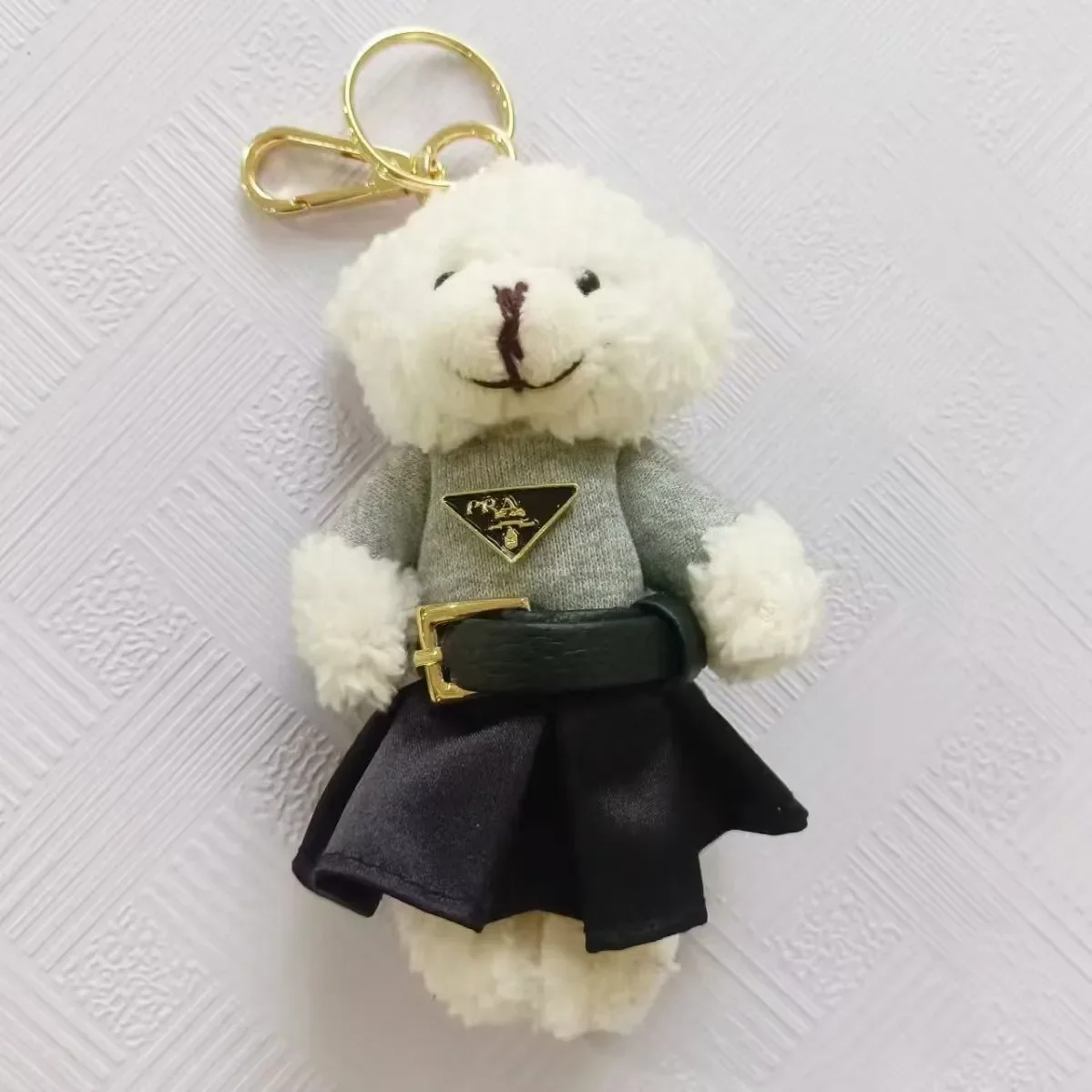 

P Series Bag Pendant Leather Jacket Pink Skirt Lambskin Integrated Bear Keychain Car Pendant Bag Pendant Luxury Gift