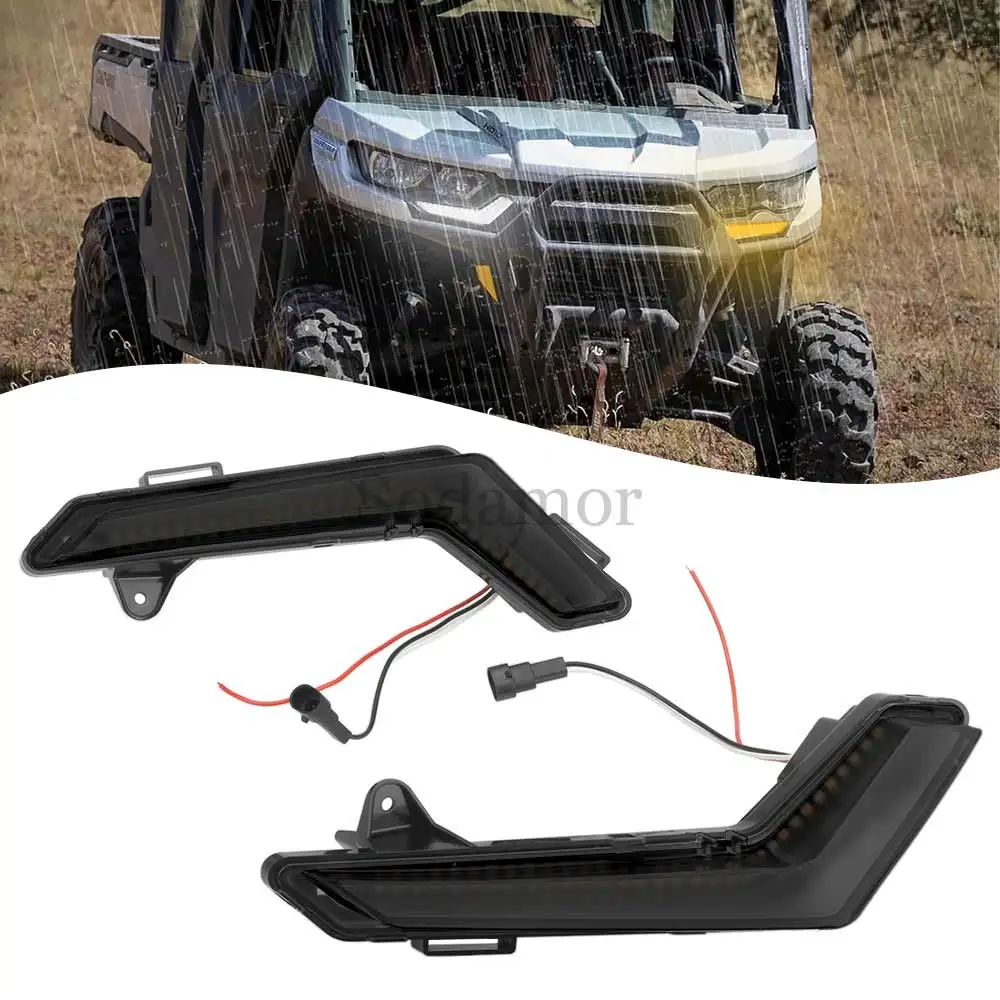 For Can-Am Defender Max 2020-2025 Car Accessories # 715006896 2PCS 12V LED Front Accent Light Turn Signal Lamps ABS Left & Right