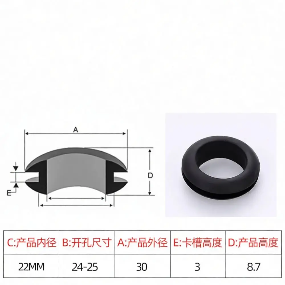 Double Sided Rubber Grommet Electrical Wiring Protection Ring Black Cable Hole Seal Gasket For Industrial Power Box Enclosure