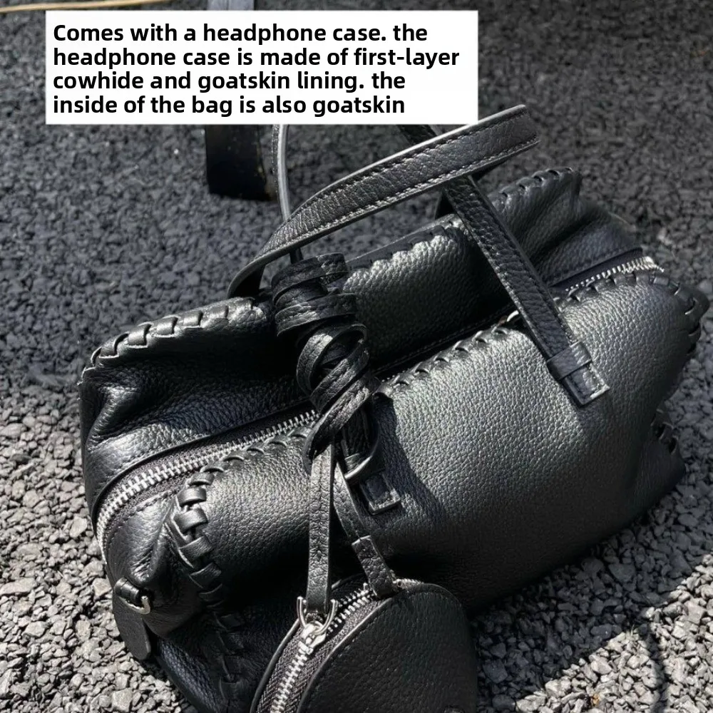 

2025 New Retro Niche Design Pillow Bag Women's Cowhide Snake Pattern Handbag Fashion Casual Underarm Shoulder Bag with Small Bag