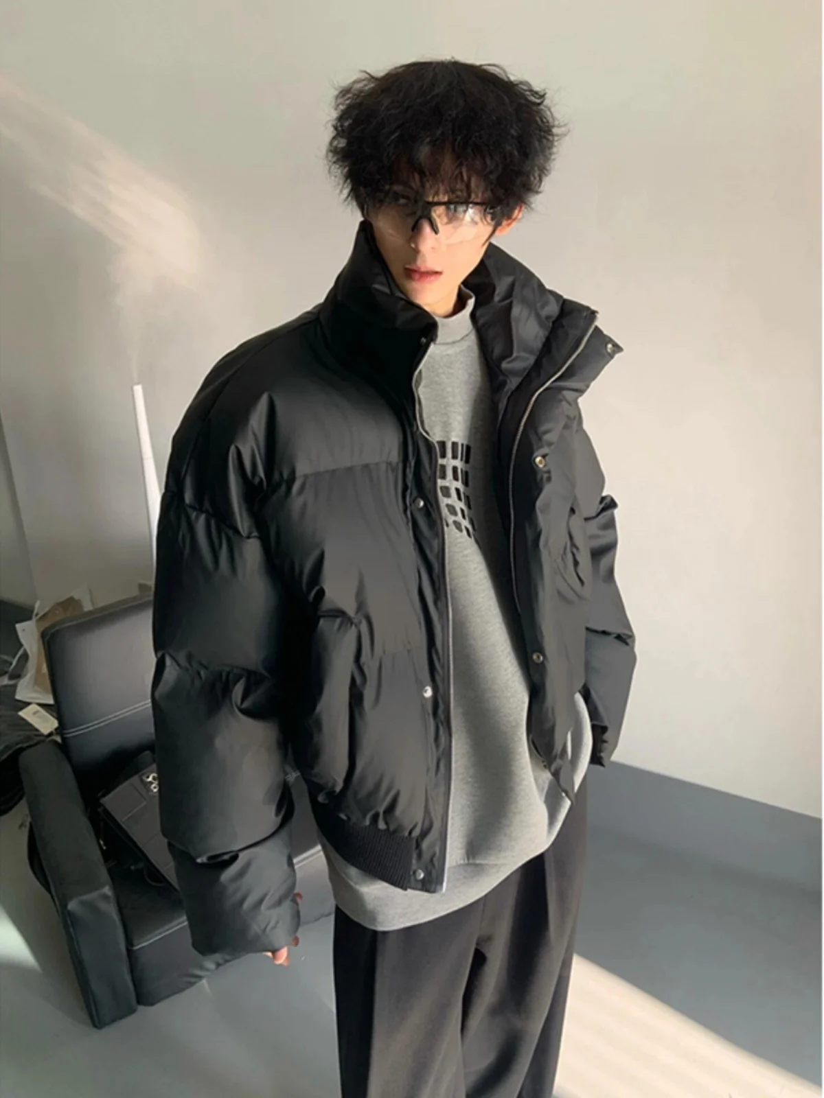 Heavyweight Winter PU Leather Cotton Jacket Men's Short Cleanfit Thickened Bread Style Warmth Youth Casual Fashion Coat