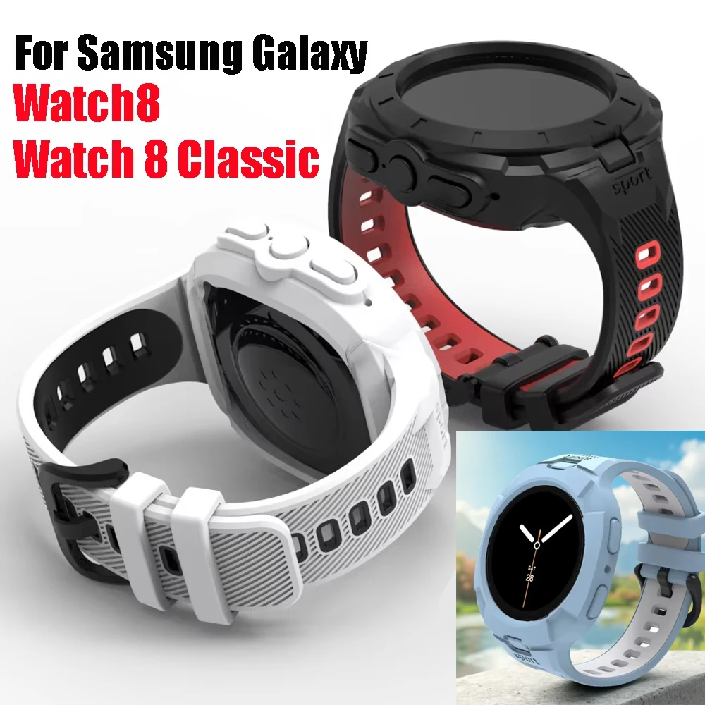 2-in-1-Gehäuse + Armband für Samsung Galaxy Watch 8 Classic 46 mm, Sportarmband für Samsung Galaxy Watch 8 44 mm 40 mm, TPU-Armband