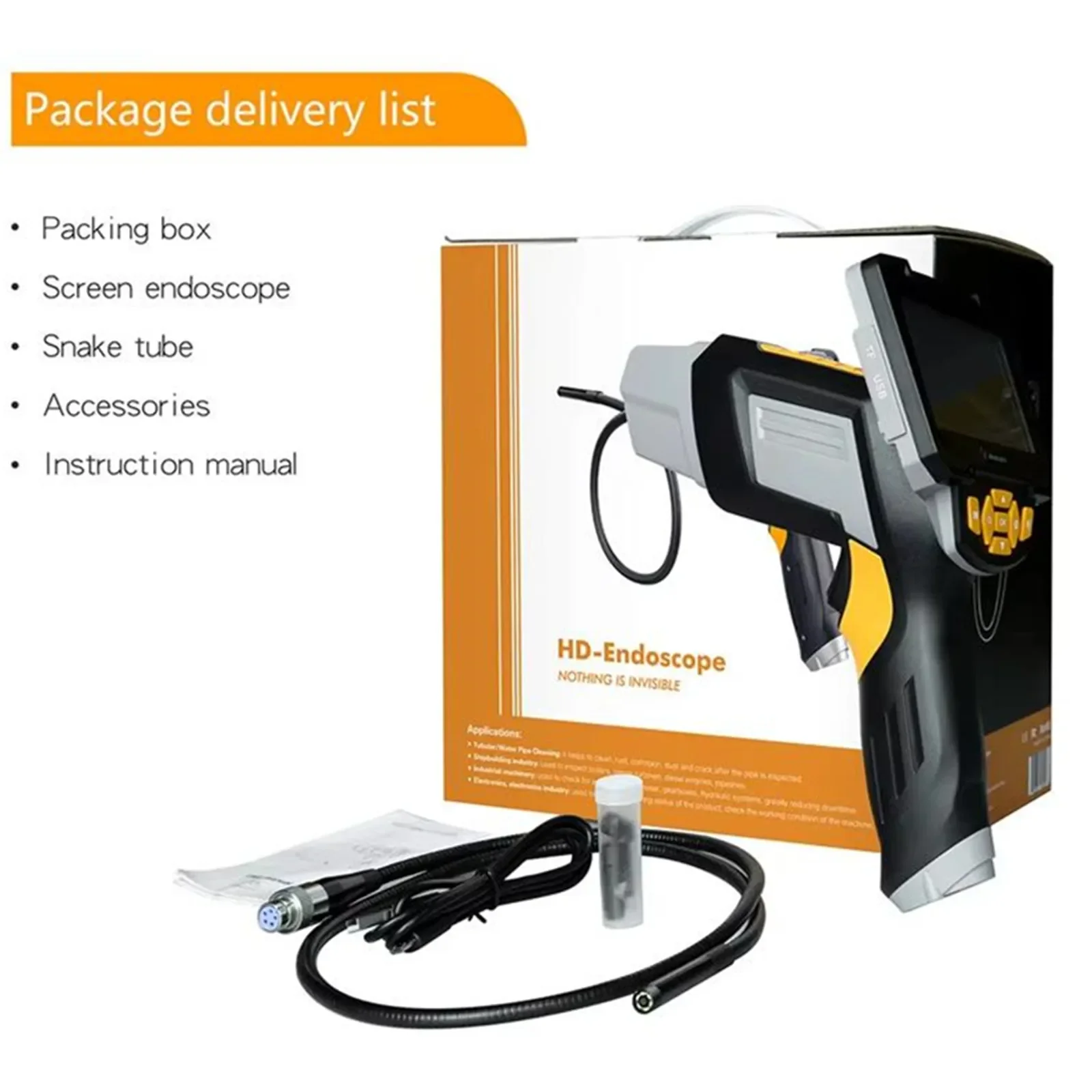 Endoscopio HD 1080P resistente al agua, endoscopio de mano con pantalla de 4,3 pulgadas, fotografía lejana subacuática, vídeo de seguridad y examen