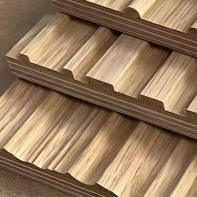 Interior Wood Veneer Wall Cladding Panels Living Room Office Fluted 3D Effect Environment Friendly Solid Wood Slats