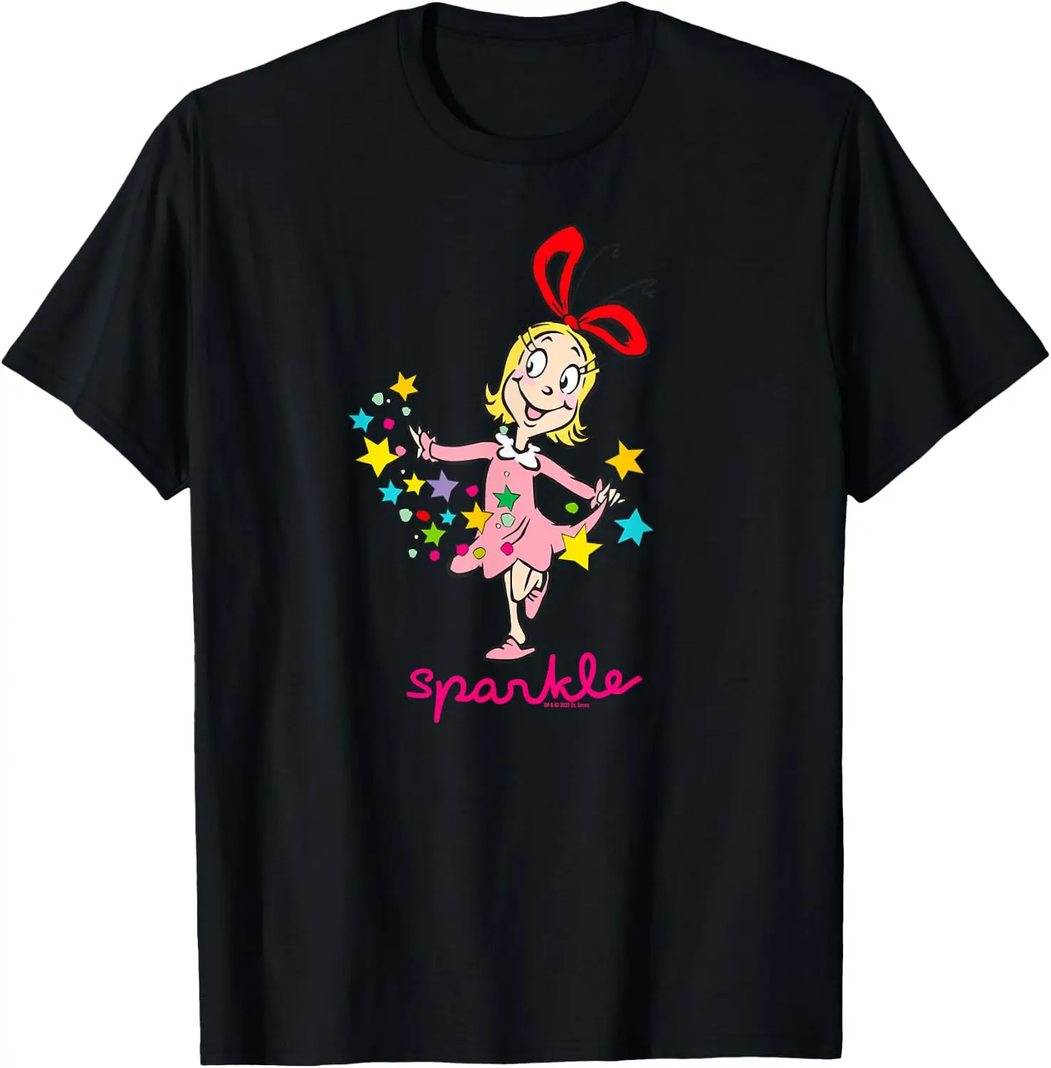 Cindy Lou Who Sparkle Holiday Officially Licensed T-Shirt Versatile, heavyweight pure cotton short-sleeve tee—trendy, thick fabric; a great gift for Christmas or Halloween.