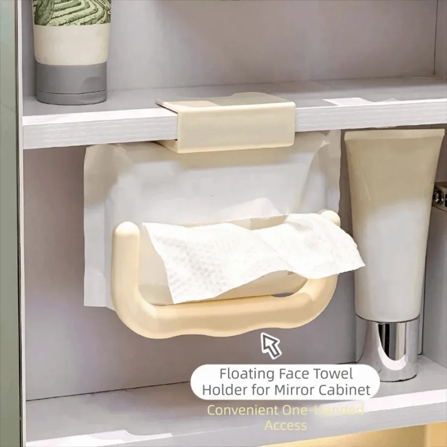 1/2pcs U-shaped Mirror Cabinet Tissue Holder Punch-Free Hanging Tissue Holder Waterproof Wet Tissue Storage Rack Compact Shelf