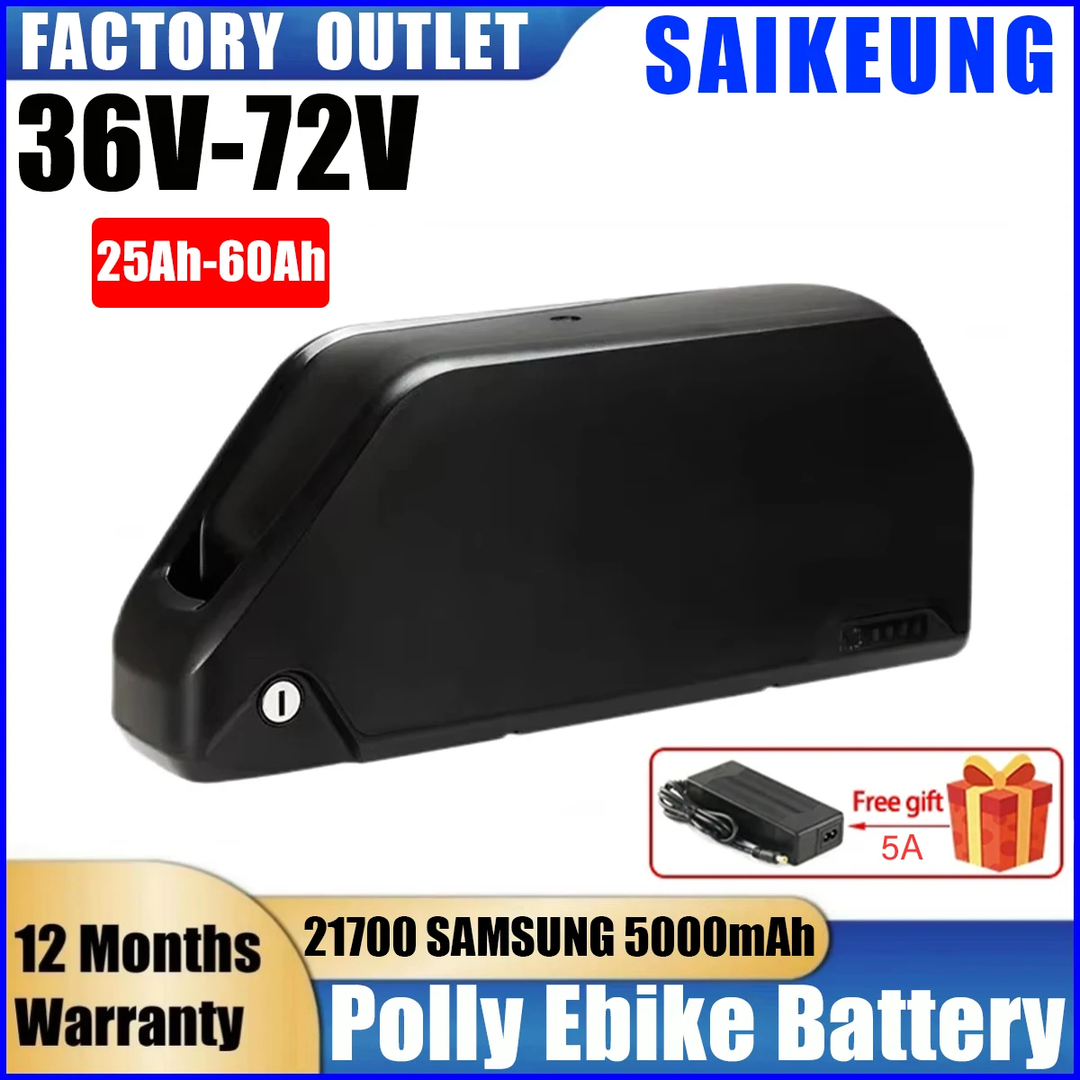 

Ebike Hailong Polly DP7 48v 36 52v 60v 72V 20 25 30 40 50 60 Ah E-Bike Accu Fatbike Bicycle 3000W 72v High Power Lithium Battery