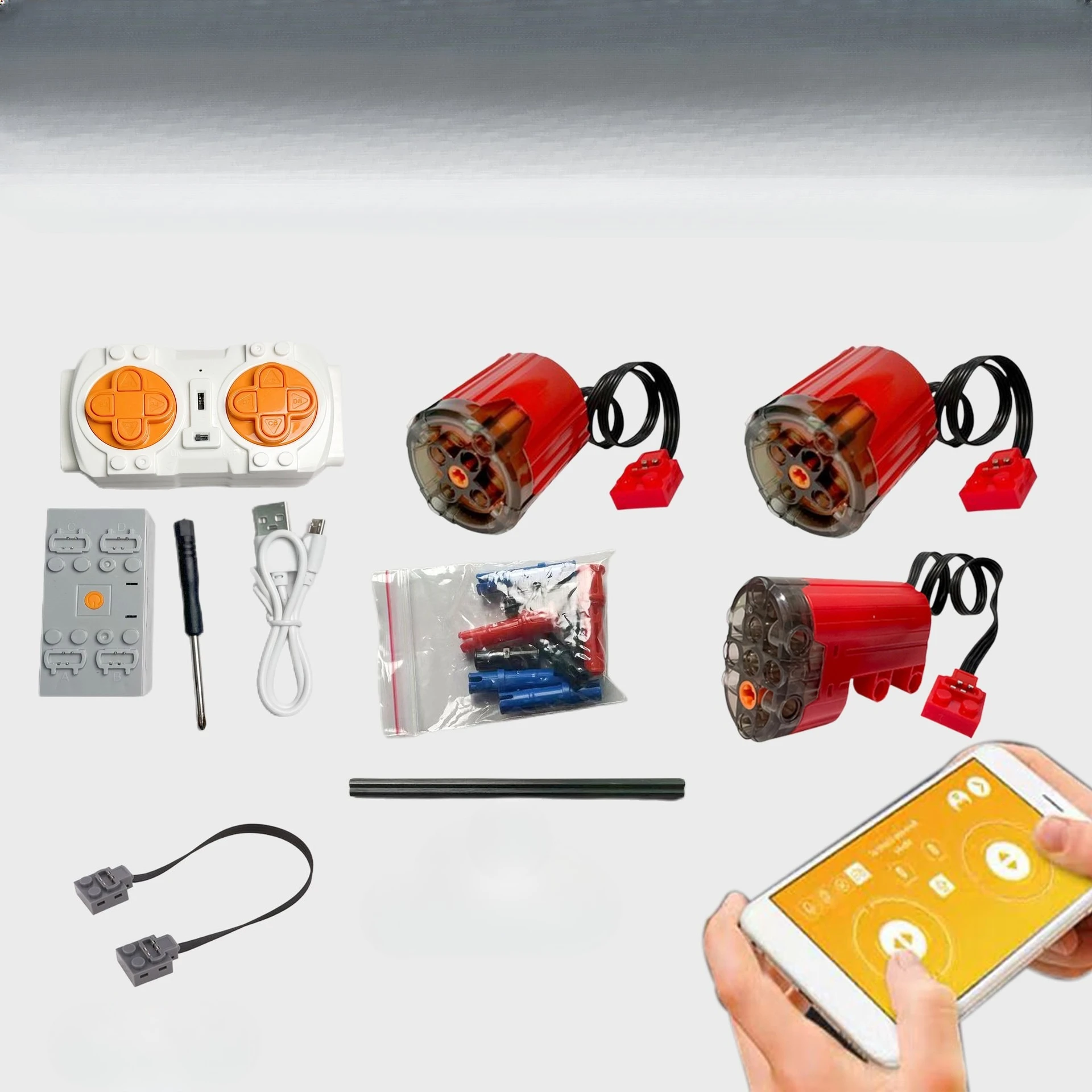 APP Control Motor Set Compatible with Lego Technic Ferrari Daytona SP3 42143 (Only Motor Without Bricks)