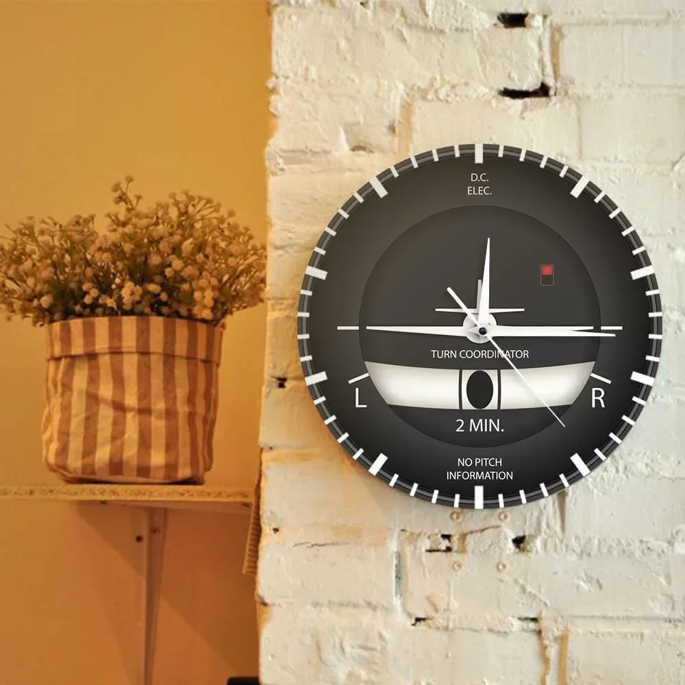 Turn Coordinator Modern Wall Clock Aviation Artificial Horizon Wall Clock Aircraft Decor Flight Instrument Artwork Printed Watch