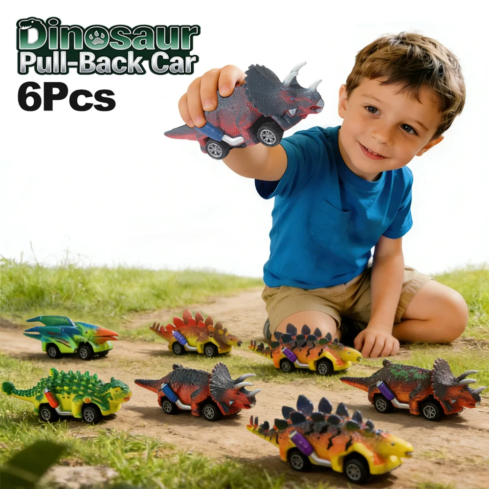 

Набор из 6 машинок-динозавров с инерционным механизмом, интерактивный игровой набор для детей, не требует батареек