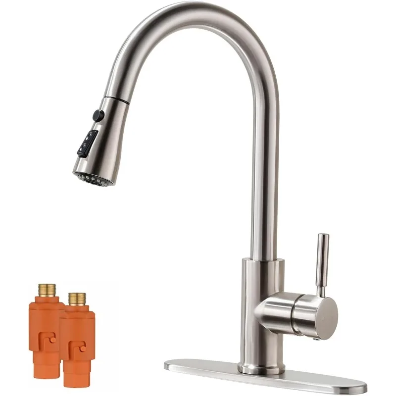 Kitchen Sink Faucet, Sink Faucet, Drop Down Kitchen Faucet, Free Water Filter, Brushed Nickel, Stainless Steel