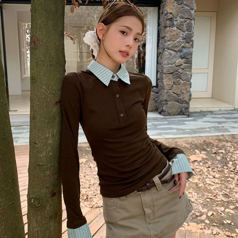 

Женская футболка Spicy Girl Essential из чистого хлопка с длинным рукавом для осени и зимы, универсальный свободный топ для коррекции фигуры Pure Desire