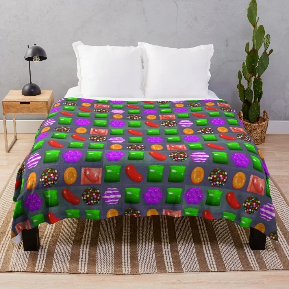 Candy Combo Candy Crush Throw Blanket Summer Plush heavy to sleep Decorative Throw Blankets