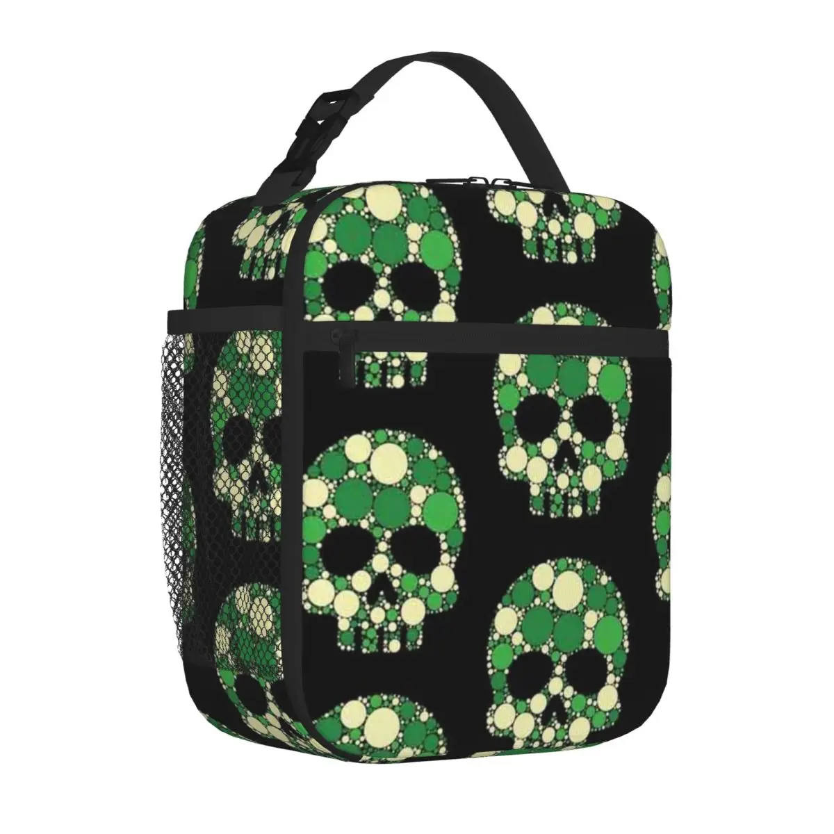 Bestselling International Dot Day Spring Grass Green Polka Dot Skull Leisure Adult Lunch Bag Roadside Stop Insulated Snack Tote