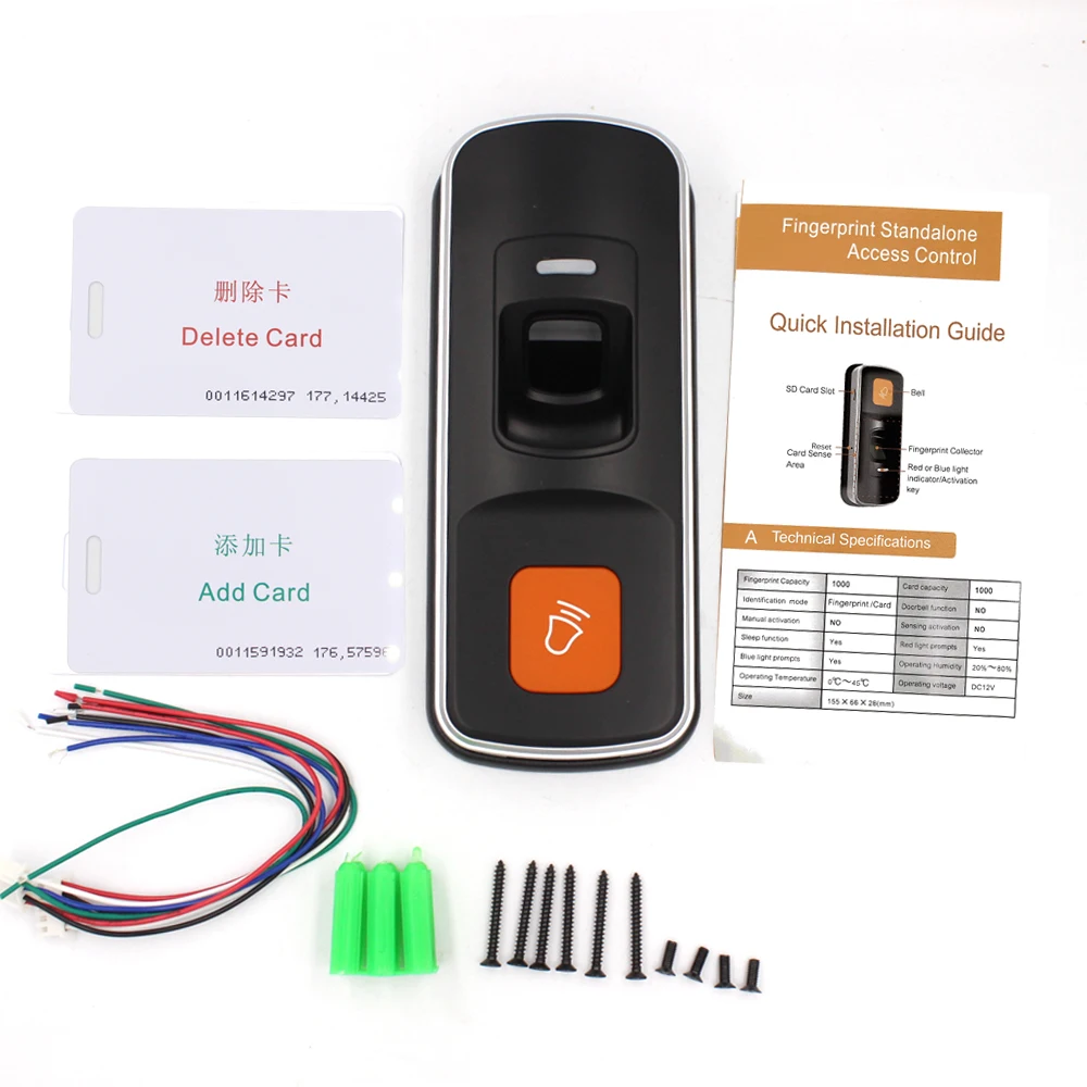 

RFID Fingerprint Access Control Reader Biometric System Fingerprint Access Controller Door Opener Doorbell WG26 input output