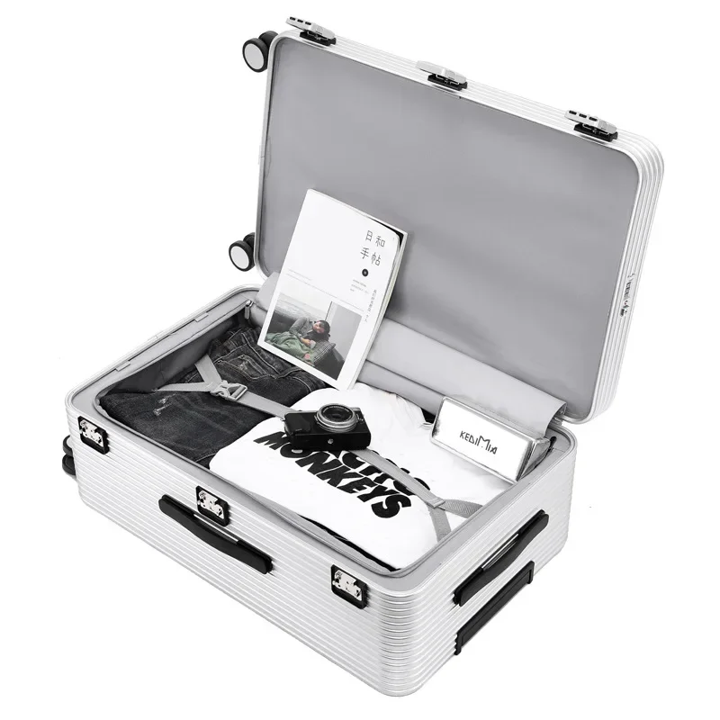 All Aluminum-Magnesium Travel Suitcase Solid Thickened Luggage Box Men's Large Capacity 26 Inch Alloy Trolley Case