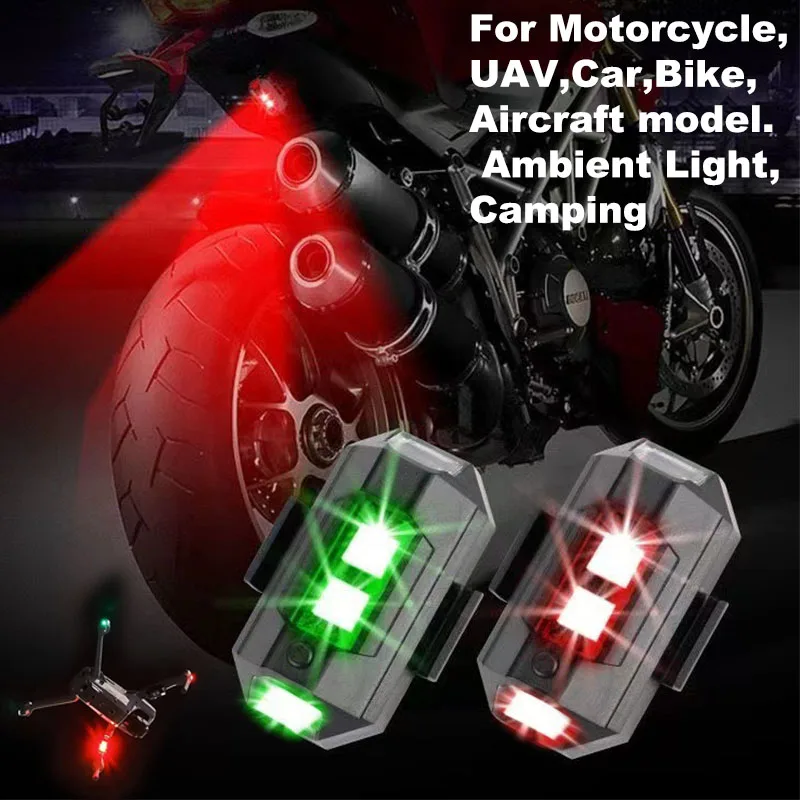 

Motorcycle Lights Drone Strobe Light USB LED Anti-Collision Bike Aircraft Night Flying Warning Lights Flashing Signal Light