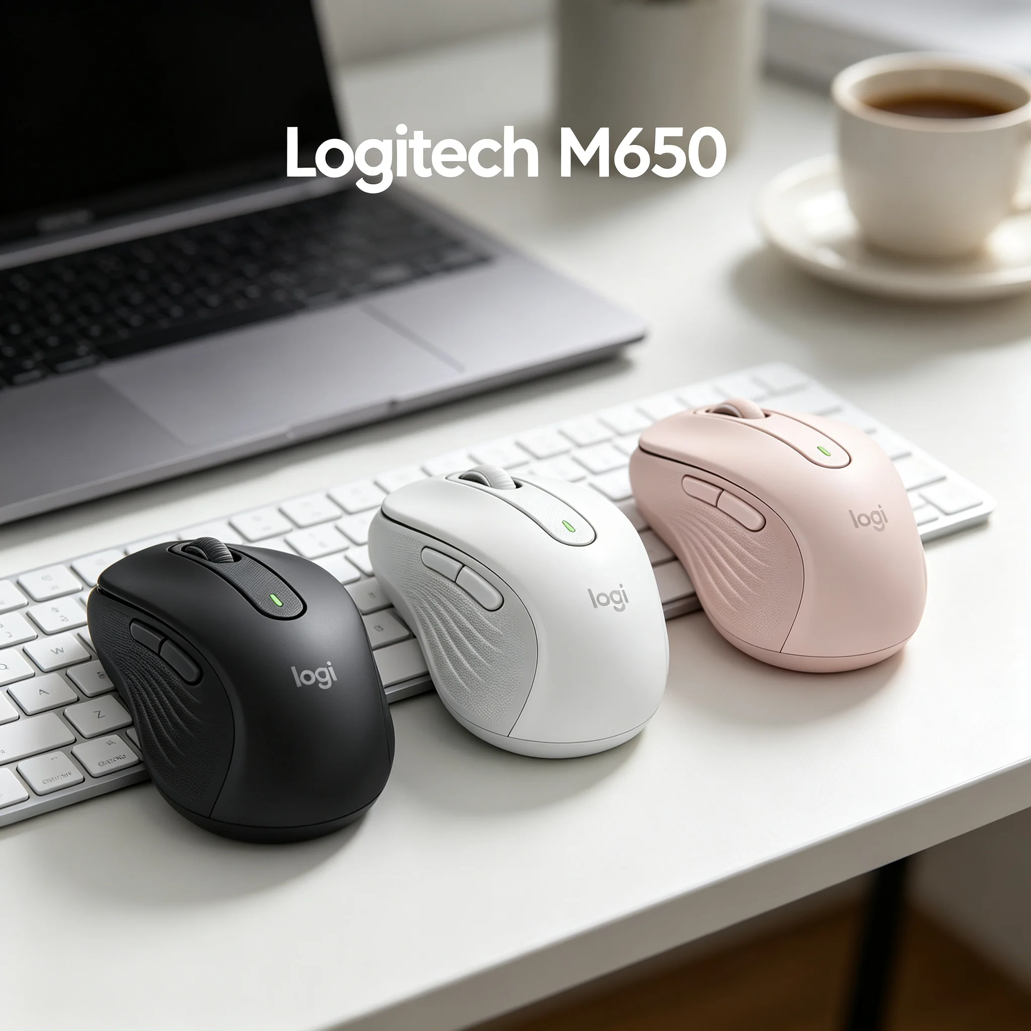 Logitech Signature M650 Wireless Mouse SilentTouch Quiet Click Rubber Side Grips Ergonomic Hand Support Multi OS Support Windows