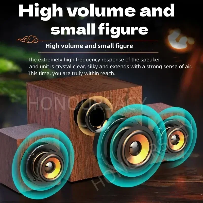 

High Volume Home Theater Wooden 2.1 Wired Caixa De Som Bluetooth Speakers for TV/PC Portable Super Bass Subwoofer HIFI Music Box