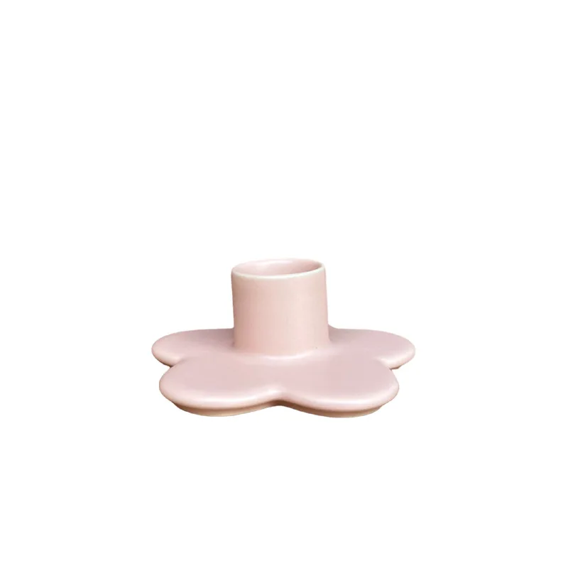 Ceramic Candle Holder Cartoon Flower Shape Candelabrum Desktop Storage Accessories Candlestick Home Decoration Accessories