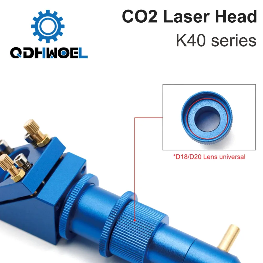 QDHWOEL CO2 Laser Head For K40 Series Laser Engraving Cutting Machine Lens Dia 12/15/18mm Focal Length 50.8mm Mirror 20mm