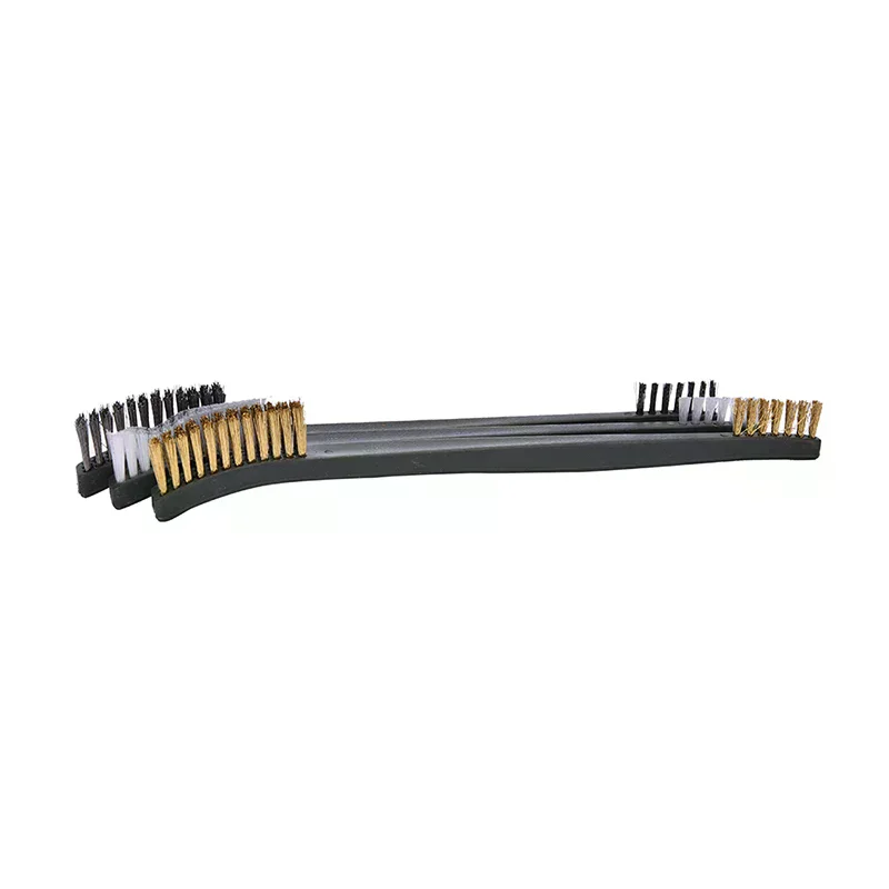 3-Piece Mini Wire Brush Set Brass Nylon Stainless Steel Bristle Cleaning Tools