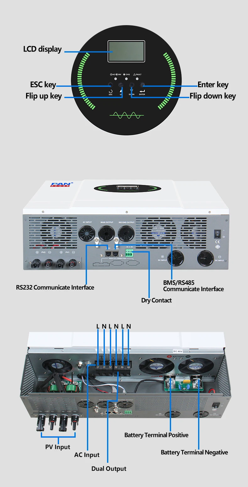Smart 11KW 48V 220V Hybrid Solar Inverter with Mppt for Solar Systems