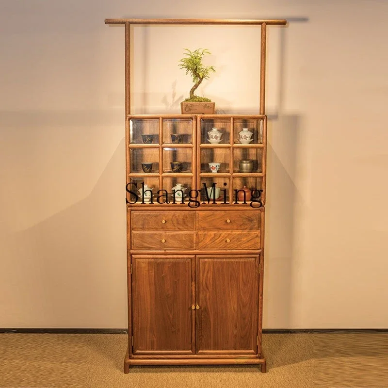 CL  solid wood modern Chinese simple tea room balcony cabinet rack storage cabinet