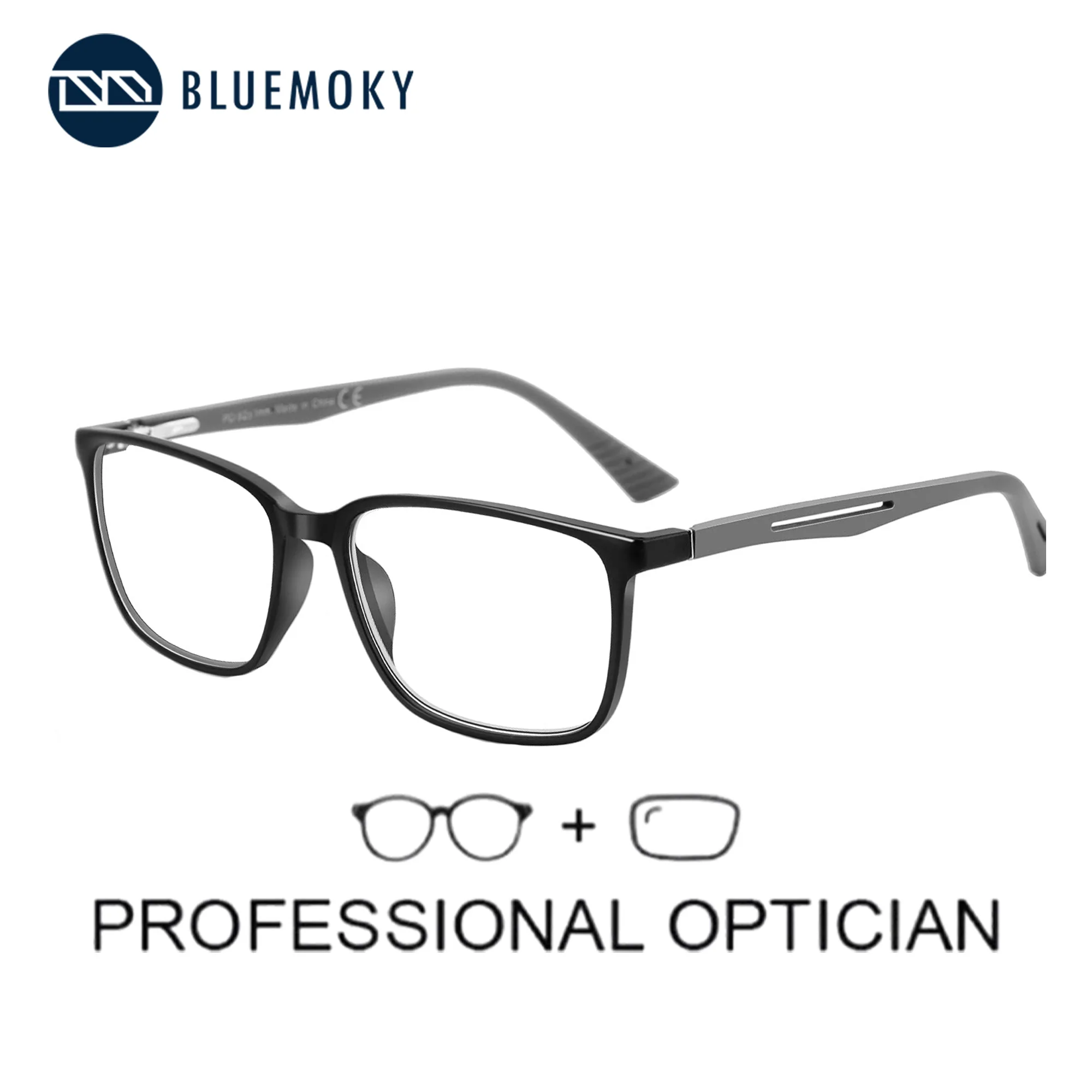 

BLUEMOKY Rectangular Prescription Eyeglasses Men Fashion Full-Rim Glasses Myopia Hyperopia Progressive Anti-Blue Light Eyewear