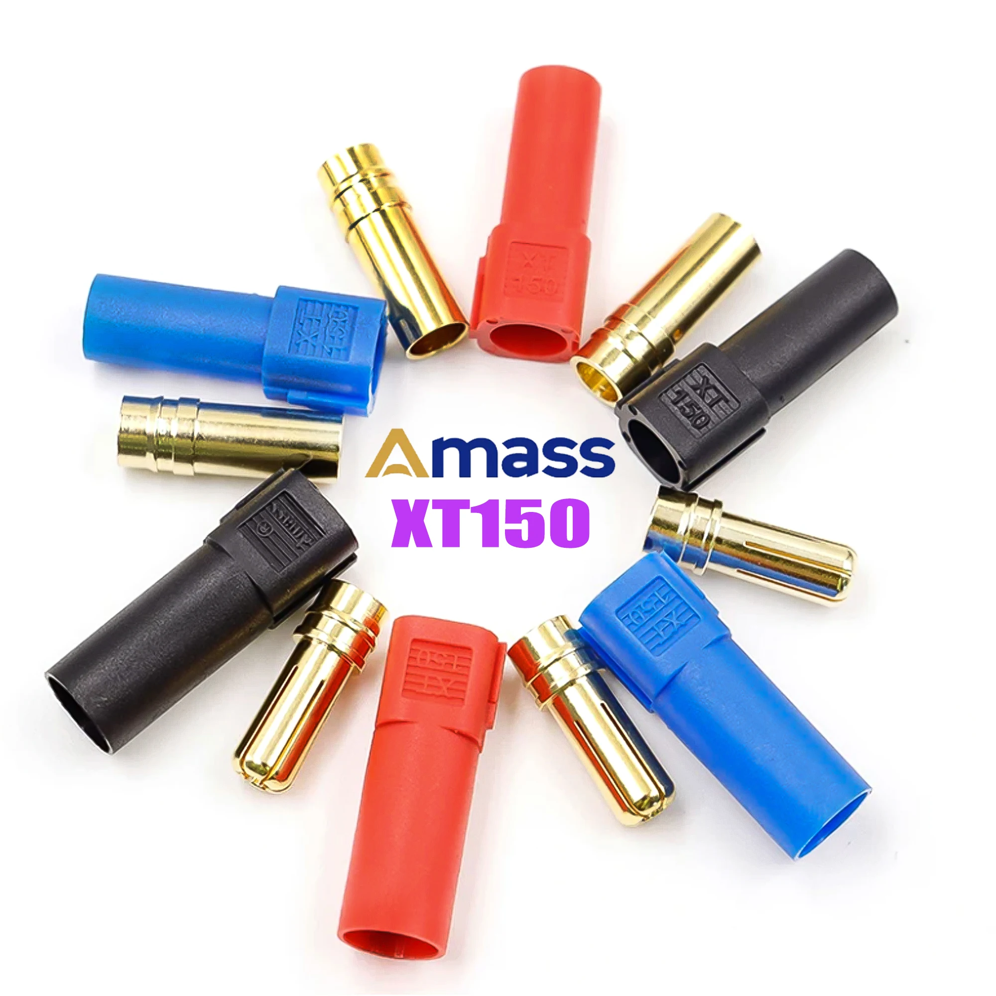 XT150 Male and Female Plug, 120A High Current (Red, Black, Blue) 6mm Banana Head Connector